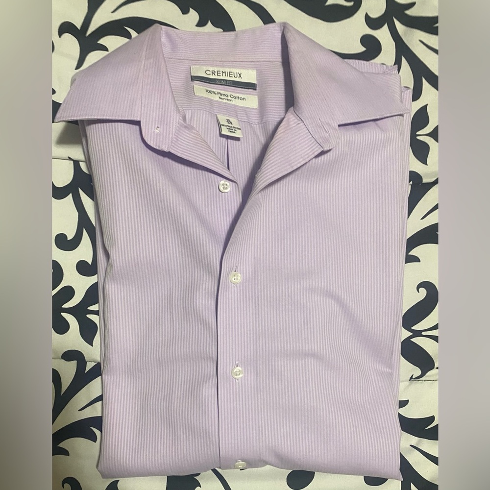 Like New Mens Lavender Cremieux Slim fit -Long Sleeve Button Down size 15